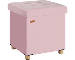 Casaria Voetenbankje - Houten poten 40L Opbergruimte 38x38x42cm - Roze