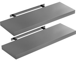 Casaria Wandplank – 2 St. 70 cm 15kg Belastbaar – Grijs mat