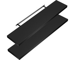 Casaria Wandplank – 2 St. 90 cm 15kg Belastbaar – Zwart mat
