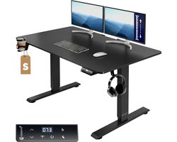 Casaria Zit sta bureau - Elektrisch Verstelbaar USB 120x60cm – Zwart