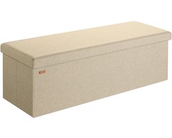 Casaria Zitbank met Opbergruimte - 115x40x40cm 131L Linnen Look– Beige