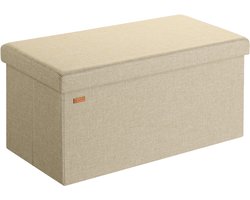 Casaria Zitbank met Opbergruimte - 80x40x40cm 100L Linnen Look– Beige