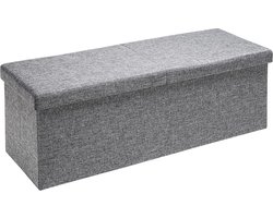 Casaria Zitbank met Opbergruimte - 80x40x40cm 100L Linnen Look – Lichtgrijs
