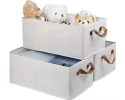 CasaVerse - Kastorganizer -Kast Organizer Kleding - Set Van 3 - Lade organizer set - Opbergmanden - Stof - Opvouwbaar - Stevig Katoenen Kledingkastopslagdeken Kledingopbergdoos voor jeans, T-shirts - LichtCream