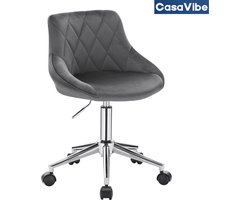 CasaVibe Salon Stoel - Behandelstoel - Kruk met wielen - Werkstoel - Kapper stoel - Donker Grijs