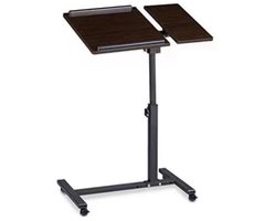 CASAXL Handy Laptop Tafel - Werkplek - 2 Werkbladen - Mini Bureau - Verstelbaar - Zwart - Draaibaar - Kantelbaar