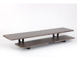Casemania Monitorstandaard met Telefoonhouder - Donker Bruin - Beeldscherm Verhoger voor 2 Monitoren - Tweelaags Monitor Standaard met Opbergplank - Extra Brede Bureauverhoger - Beeldschermstandaard - Bureau Organizer voor Thuiswerkplek en Kantoor