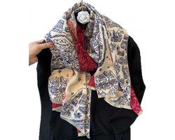Cashmere Sjaal Vrouwen Luxe Damascus Patroon Cashmere Winter Wollen Sjaal Vrouwelijke Deken
