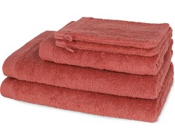 Casilin Handdoeken Set - Como - 2 douchelakens (70x140cm) + 1 handdoek (50 x 100cm) + 2 washandjes - Brick Red