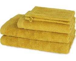 Casilin Handdoeken Set - Como - 2 douchelakens (70x140cm) + 1 handdoek (50 x 100cm) + 2 washandjes - Musterd