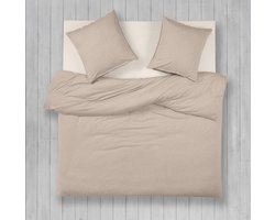 Casilin - Jersey Strijkvrij Dekbedovertrek - 100% Stretch katoen - Melange Beige, Zand - 240x220 + 2 slopen