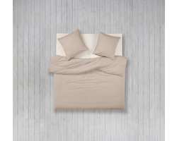 Casilin - Jersey Strijkvrij Dekbedovertrek - 100% Stretch katoen - Melange Beige, Zand - 260x240 + 2 slopen