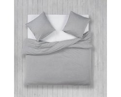 Casilin - Jersey Strijkvrij Dekbedovertrek - 100% Stretch katoen - Melange Grijs - 260x240 + 2 slopen