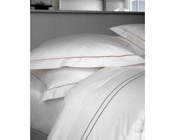 Casilin - Luxe Dekbedovertrek - Hotel Kwaliteit - Katoen Perkaal - Dylan - Grijze bies - tweepersoons - lits jumeaux - 240 x 220cm