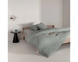 Casilin - Strijkvrij Dekbedovertrek Mousseline - 140x220 - Inclusief Bijhorende Kussensloop - 1 Persoons - 100% Tetra Katoen - Groen
