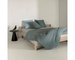 Casilin - Strijkvrij Dekbedovertrek Mousseline - 240x220 - Inclusief Bijhorende Kussenslopen - 2 Persoons - 100% Tetra Katoen - Petrol Blauw