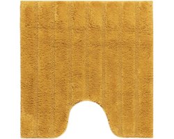 Casilin WC-mat Antislip California - 59x59cm - Met Uitsparing - Vierkante Badmat - Waterabsorberend - Wasbaar en Sneldrogend - 100% Katoen - Oker, Geel