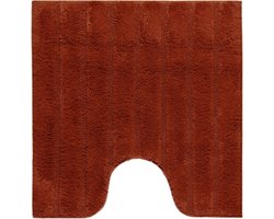 Casilin WC-mat Antislip California - 59x59cm - Met Uitsparing - Vierkante Badmat - Waterabsorberend - Wasbaar en Sneldrogend - 100% Katoen - Terracotta, Oranje