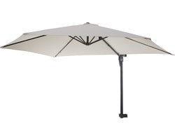 Casoria muurparasol, zweefparasol, 3m kantelbaar, polyester aluminium/staal 9kg ~ crème