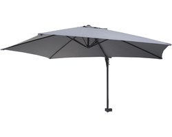 Casoria muurparasol, zweefparasol, 3m kantelbaar, polyester aluminium/staal 9kg ~ grijs