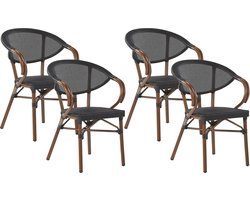 CASPRI - Tuinstoel set van 4 - Donkergrijs - Aluminium