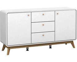 Cassie-Dressoir Wit Spaanplaat/MDF Folied wit/wit