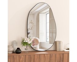 CASSILANDO Asymmetrische spiegel, Onregelmatige wandspiegel, Unieke make-upspiegel, Voorgevormde kapspiegel, Decoratief voor woonkamer, badkamer, slaapkamer, 85 x 52 cm