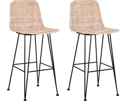 CASSITA - Barkruk set van 2 - Natuurlijk - Rotan