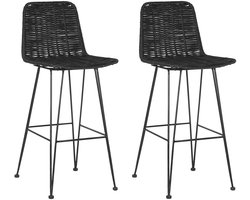 CASSITA - Barkruk set van 2 - Zwart - Rotan