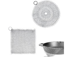 Cast Iron Cleaner - RVS - 2 Stuks - Ketel Schoonmaak - Schoonmaak Spons voor Alle Soorten Pannen