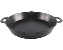 Cast Iron - XXL Pan - Gietijzer - BBQ - Ø43x7,5cm - Ovaal - Zwart - Barbecue - Zomer