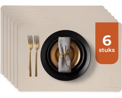 Castagnola Lederlook Placemats - Antislip Placemat van Kunstleer - Waterafstotende Onderlegger - Onderzetter - 6 Stuks - 45 x 30 cm - Offwhite