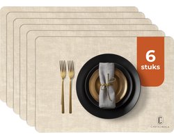 Castagnola Lederlook Placemats - Antislip Placemat van Kunstleer - Waterafstotende Onderlegger - Onderzetter - Placemats kunststof - 6 Stuks - 45 x 30 cm - Gemêleerd Beige