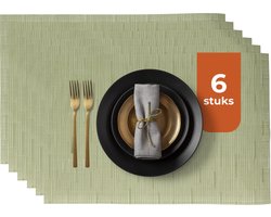 Castagnola Placemats - Placemat van Kunststof - Onderlegger - Onderzetter - Placemats Plastic en PVC - 6 Stuks - 45 x 30 cm - Groen