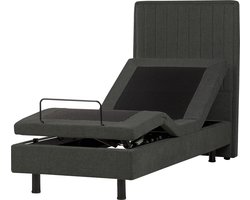 CASTELLAN - Bed verstelbaar - Donkergrijs - 80 x 200 cm - Polyester