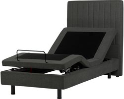 CASTELLAN - Bed verstelbaar - Donkergrijs - 90 x 200 cm - Polyester
