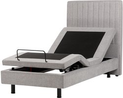 CASTELLAN - Eenpersoonsbed - Lichtgrijs - 90 x 200 cm - Polyester