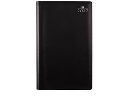 Castelli - Zakagenda H37 Milano 2027 - in omslag zwart - 1 week over 2 pagina's - formaat 8.9x15.3 cm - wit papier - met spiraalbinding - Nederlandstalig - Made in Italy - ingestoken in pvc omslag