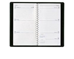 Castelli - Zakagenda H37 Milano 2027 - in semilederen omslag zwart - 1 week over 2 pagina's - formaat 8.9x15.3 cm - wit papier - met spiraalbinding - Nederlandstalig - Made in Italy - in semilederen omslag