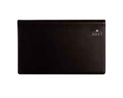 Castelli - Zakagenda H44 Parma 2027 - 1 week over 2 pagina's - formaat 8.9x15.3 cm liggend - wit papier - met spiraalbinding - 6-talige uitvoering - Made in Italy - ingestoken in pvc omslag zwart