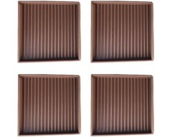 Caster Cups 76 cm vierkante rubberen antislip vloerbeschermer pads voor tapijt houten vloer - bruin