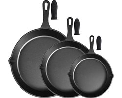 Castex Gietijzeren Pan Tri-Set - Cast Iron Skillet - Koekenpan - Koekenpannen - Koekenpannenset - BBQ - Pannen - Pannenset - Inductie