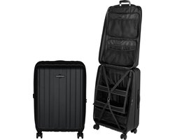 CASYRO opvouwbare koffer, handbagage hard-shell trolley, reiskoffer kan worden gebruikt als kledingkast, rolkoffer met 4 wielen, zwart