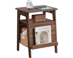Cat Side Table with Cat Bed, Coffee Table with Cat House and Scratching Board, Multifunctional Furniture for Living Room & Bedroom & Hallway (Walnut)