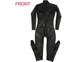 Catsuit met Borstcup Vrouwen,Rubberen Bodysuit met Tweezijdige Rits Achterkant van Nek tot Voorkant Van Buik