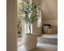 Causeway Bay Grote Bloempot Crea High Hexa Limestone Ivory 48x53cm