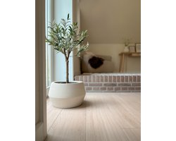 Causeway Bay pot Crea Low Hexa I Sandy White I 36x21cm