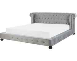 CAVAILLON - Tweepersoonsbed - Lichtgrijs - 180 x 200 cm - Fluweel