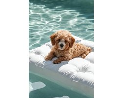 Cavapoo Poster - Hond - Zwembad - Schattige - Dieren - Zomer - Fotografie - posters - formaat 60x90cm - Wanddecoratie - 5168AZ