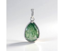 Cavill - Zilveren hanger 925 Sterling - 3 97 ct Peervormige Mosagaat - Natuurlijke edelsteen sieraden - Elegant druppel design